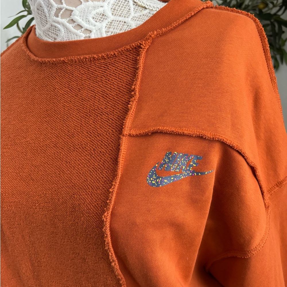 Women's Orange Patchwork Nike Oversized Sweater S… - image 2
